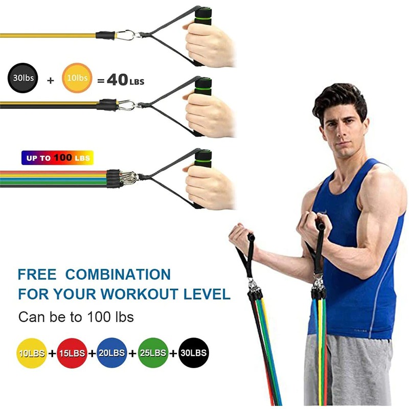 11 Piece Power Resistance Band Set Strength Training Yoga Sports Fitness Band Equipment for Men and Women - Image 3
