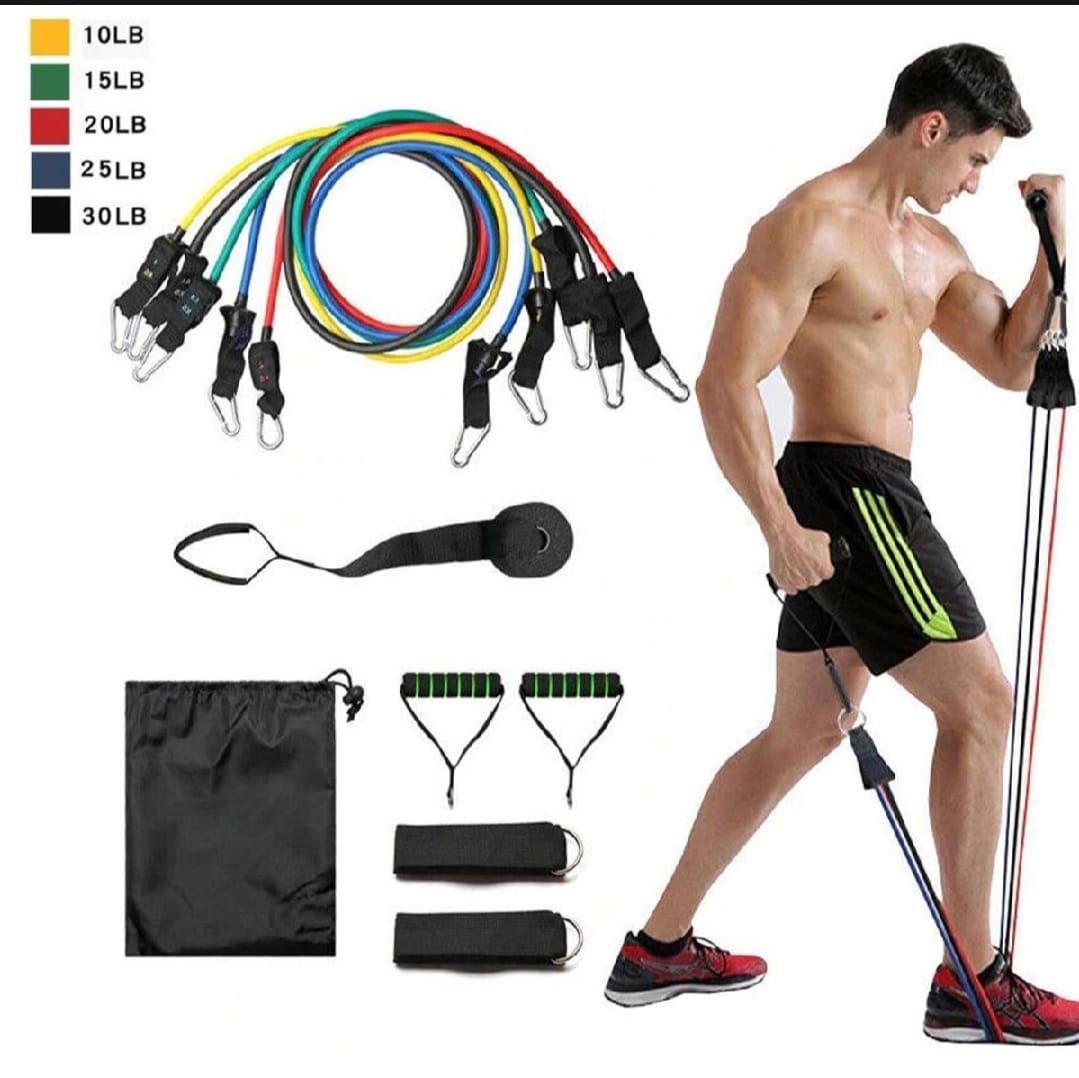 11 Piece Power Resistance Band Set Strength Training Yoga Sports Fitness Band Equipment for Men and Women - Image 5