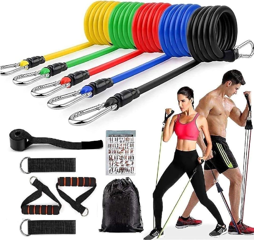 11 Piece Power Resistance Band Set Strength Training Yoga Sports Fitness Band Equipment for Men and Women - Image 6